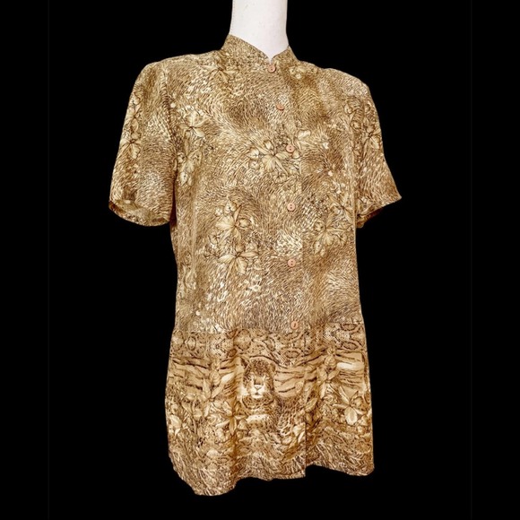 Vintage 90’s Silk Leopard Python Jungle Print Blouse Small - Picture 5 of 11
